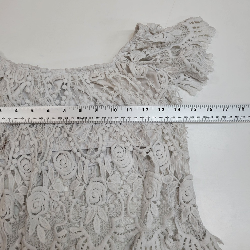 Derek Heart White‎ Floral Lace Crochet Off Shoulder Top Size Small Boho - Picture 4 of 7